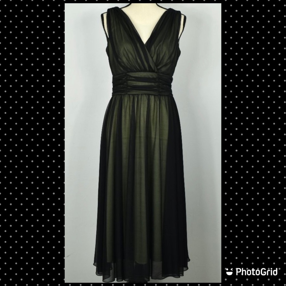 Connected Apparel Black Over Nude Cocktail Dress 10
